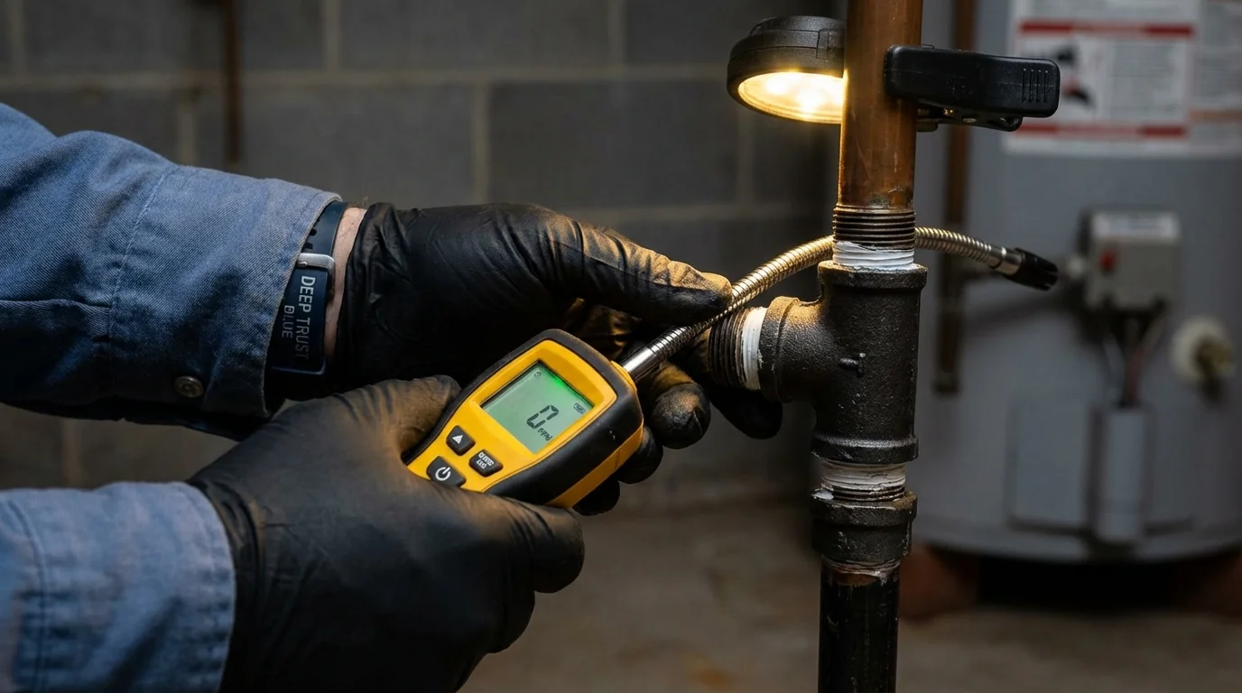Gas leak detection with electronic sniffer by Johns Plumbing LLC in Fairview Heights