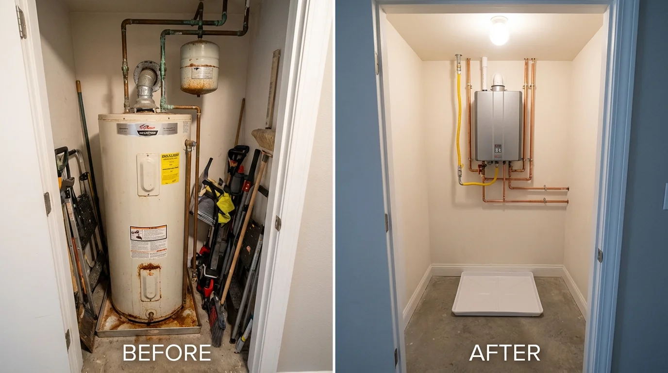 Tank water heater versus wall-mounted tankless unit comparison for Fairview Heights, IL homeowners