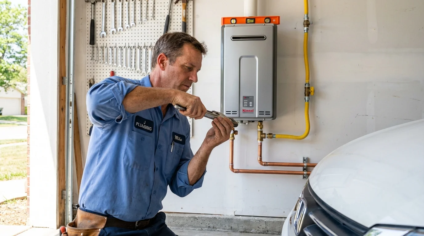 Tankless water heater installation by a Johns Plumbing LLC plumber in Fairview Heights